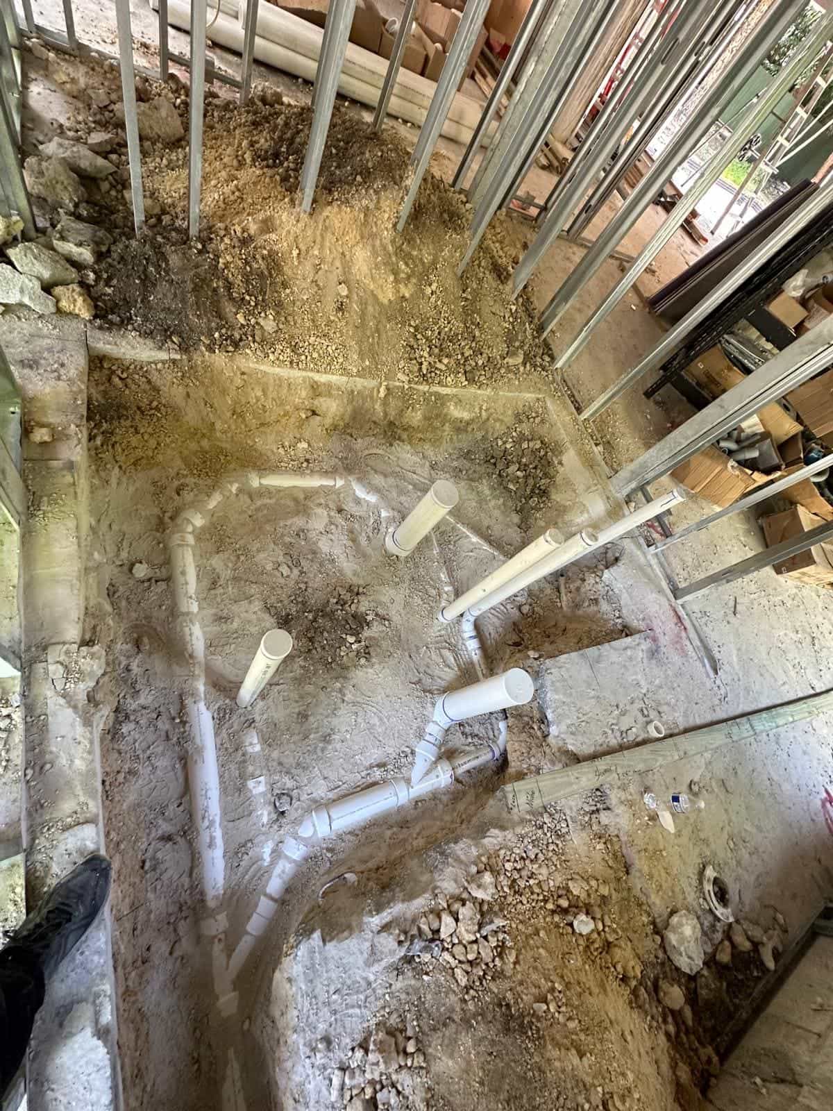 Before and after of a Underground pipe assemply by a plumber in Aventura
